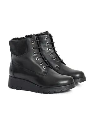 Черные ботинки из кожи на подкладке из текстиля на тракторной платформе  VS32-156128 - купить в интернет-магазине ➦Respect