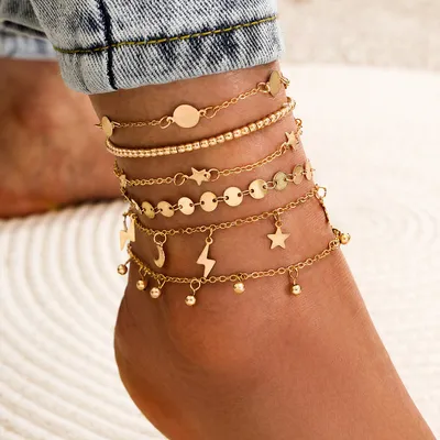 Золотые браслеты на щиколотку для женщин браслет на ногу женские ювелирные  изделия в стиле бохо для ног аксессуары браслеты с цепочкой на щиколотке  ноги обувные зажимы enkelband mujer - купить по выгодной