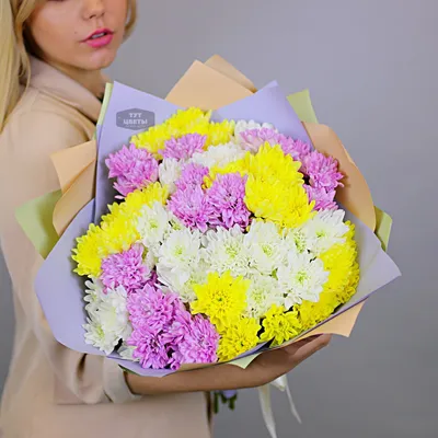 Букет из 25 крупных хризантем – купить с бесплатной доставкой в Москве