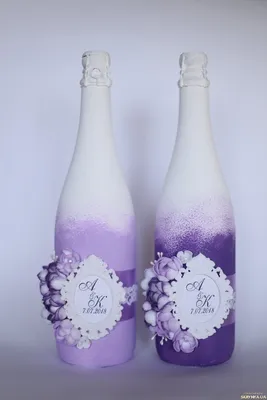 Фиолетовые бутылки на свадьбу - 69 фото