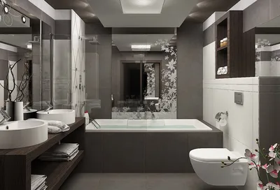 Образцы ванной комнаты совмещенной с туалетом - 76 фото