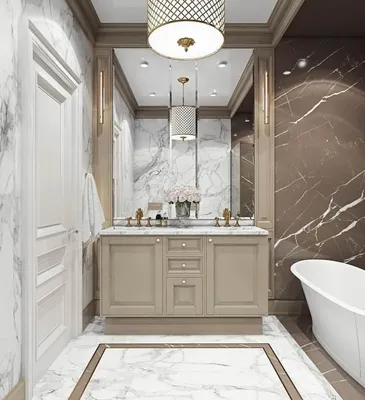 Ванная комната в стиле современной классики - 69 фото