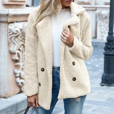 Однотонное Женское зимнее весеннее свободное теплое пальто S-5xl,  Высококачественная флисовая куртка на пуговицах, женская повседневная  куртка 2021 - купить по выгодной цене | AliExpress
