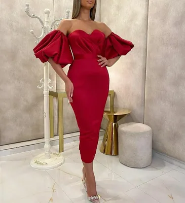 Винтажные длинные красные атласные вечерние платья с V-образным вырезом  длиной ниже колена на молнии сзади плиссированные облегающие вечерние платья  для женщин - купить по выгодной цене | AliExpress