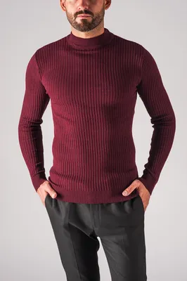 Бордовая мужская водолазка “лапша”. Арт.:8-707 – купить в магазине мужской  одежды Smartcasuals