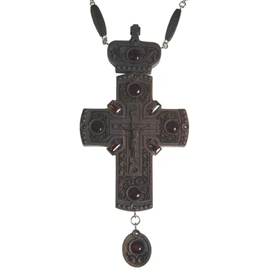 Купить крест наперсный \"наградной\" деревянный резной, с цепью, 7,7х17,9 см
