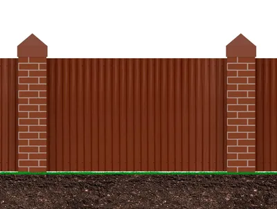 Забор из профнастила с кирпичными столбам - Забор в каждый двор