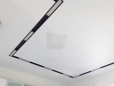 Белый матовый натяжной потолок с черным контуром НП-406 - цена от 1100  руб./м2