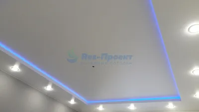 Белый матовый двухуровневый натяжной потолок с подсветкой | Портфолио  Res-Проект