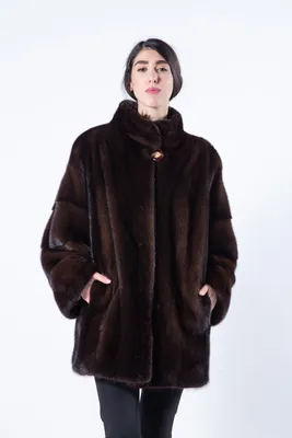 Пальто из норки цвета «махагон» - Dubai Furs Shop