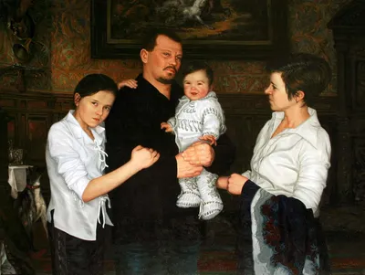Семейный портрет на заказ по фото на холсте