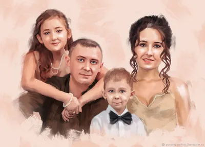 Семейный портрет по фото – заказать на Ярмарке Мастеров – KPWU0RU |  Картины, Саратов