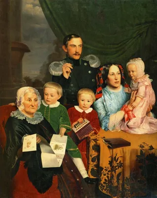 Федор Михайлович Славянский - Семейный портрет, 1852, 178×143 см: Описание  произведения | Артхив