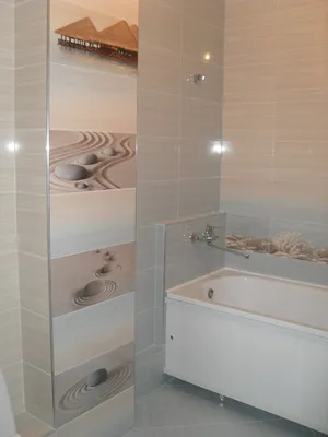 Квартира 50 кв.м. Ванная, керамическая плитка, мозаика, бюджетный ремонт —  Идеи ремонта