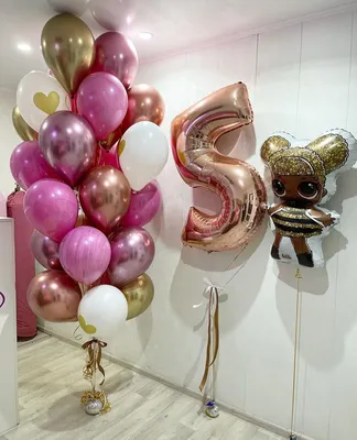 Фонтан из розовых и золотых шаров на 5 лет с куклой Лол - купить в Москве |  SharFun.ru