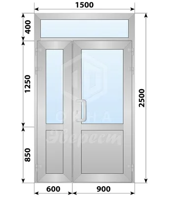 Алюминиевая входная полуторная дверь со стеклом и фрамугой 1500x2500 -  купить недорого в Москве, фото, отзывы, цена от 58100 руб.