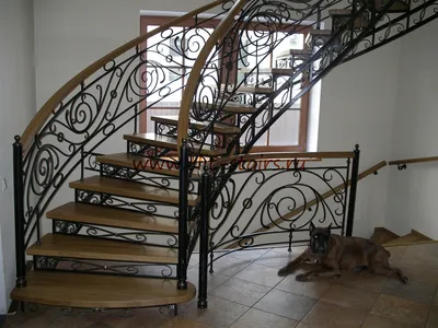 Деревянные лестницы с коваными перилами, цена — Prom.ua (ID#208088259)
