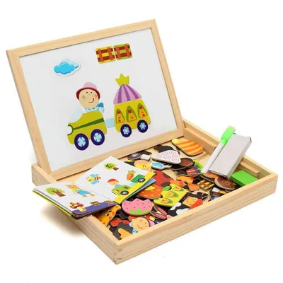 Пазлы / Развивающая игра \"Магнитный пазл с доской для рисования\" / пазлы  для детей / пазлы для малышей / деревянные пазлы / пазлы для детей 5 лет /  пазлы деревянные / пазлы