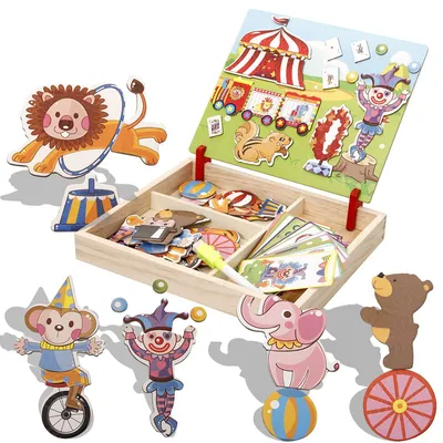 Забавный] DIY 3D Магнитный пазл и игрушка для рисования, деревянный  цирковый маг, клоун, Лев, обезьяна. Игрушка-пазл для детей | Игрушки и  хобби | АлиЭкспресс