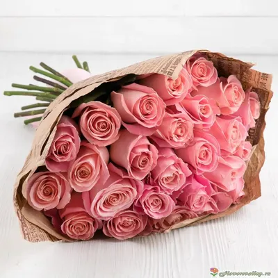 Букет из 15 розовых роз (пр-во Эквадор, сорт \u0026quot;эрмоса\u0026quot;) | Flowers  Valley