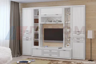 Гостиная Карина - композиция 3 Снежный Ясень готовый комплект – корпусная  мебель ЛЕРОМ во Владивостоке