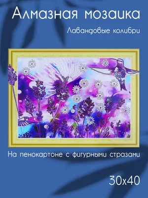 Алмазная картина на пенокартоне с фигурными стразами Лавандовые колибри  30х40 за 690 руб. купить