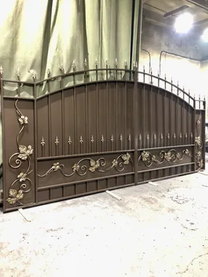 Ворота с калиткой с элементами ковки