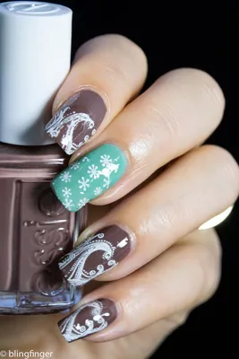 Mint \u0026 Chocolate - Nail Art. http://www.blingfinger.net/2014/08/mint-chocolate-nail-art.html  | Ногти