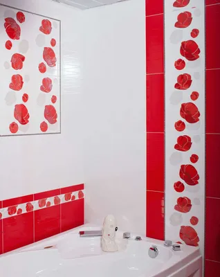 Красная плитка для ванной комнаты - 66 фото