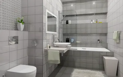Серая плитка для ванной: 70+ фото ванной комнаты с серой матовой или  глянцевой плиткой