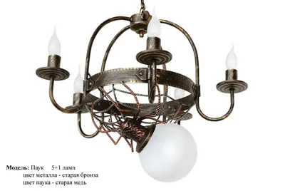 Люстра потолочная лофт \" Паутина + паучок \" старая бронза + старое серебро  на 3+2 лампы, цена 4240 грн — Prom.ua (ID#1650053967)