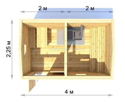 Мобильная баня из бруса 4х2,25 м. Проект №1.