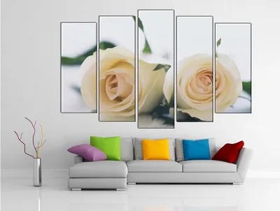 Купить модульная картина Дуэт белых роз цены и фото | интернет-магазин  Фотомили