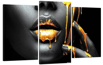 Модульная картина для интерьера / Картина на стену \"Черно-белая девушка в  золоте\" 53x100 см MK30234_E - купить по выгодной цене в интернет-магазине  OZON