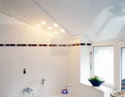 Глянцевый зеркальный натяжной потолок для ванной комнаты НП-1361 - цена от  860 руб./м2