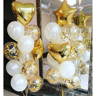 Фонтан из шаров на свадьбу с золотыми сердцами купить в Москве за 2 060 руб.
