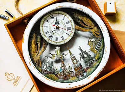Город Москва необычные часы на стену в подарочной коробке из дерева –  заказать на Ярмарке Мастеров – HDHQHRU | Часы классические, Санкт-Петербург