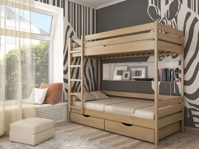 Двухъярусная кровать из дерева Дуэт. Детские и подростковые деревянные  двухъярусные кровати от производителя.… | Двухъярусные кровати, Кровати,  Двухъярусная кровать