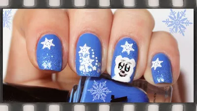 Маникюр на Новый год. Арт дизайн ногтей Мишка | Polar Bear Winter Nail  Design - YouTube