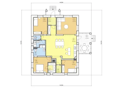 Проект одноэтажного дома, 141,17 м2 | Проекты домов и коттеджей