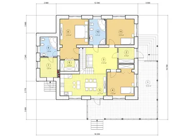 Проект одноэтажного дома, 137,57 м2 | Проекты домов и коттеджей