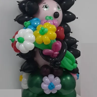 Ёжик с букетом, фигура из воздушных шаров, Flowers \u0026 Gifts Samara, buy at a  price of 2900 RUB, Balloons on Dostavlyaem radost na dom with delivery |  Flowwow