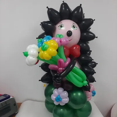 Ёжик с букетом, из воздушных шаров, Цветы и подарки в Самаре, купить по  цене 2855 руб, Воздушные шары в Доставляем радость на дом с доставкой |  FlowWoW