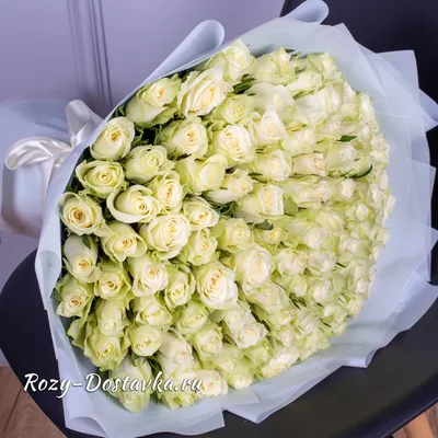 101 белая кенийская роза 40 см - Купить розы с доставкой