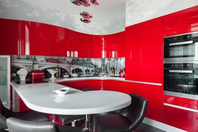 Красная кухня в интерьере - 68 фото