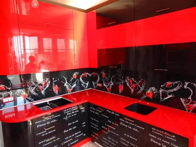 Черно красная кухня - 72 фото