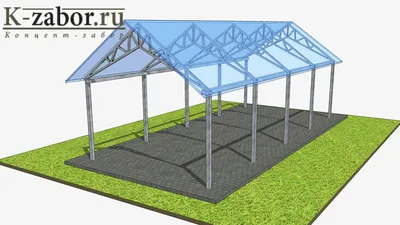 Купить двухскатный навес из поликарбоната по цене 58 000 руб с установкой  под ключ