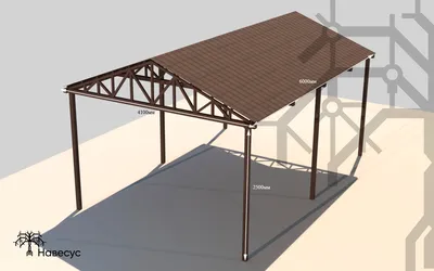 Купить Двускатный навес 4,1 x 6 из профнастила в Москве и МО