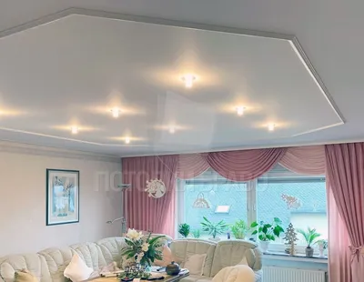 Матовый белый натяжной потолок для гостиной НП-397 - цена от 1580 руб./м2