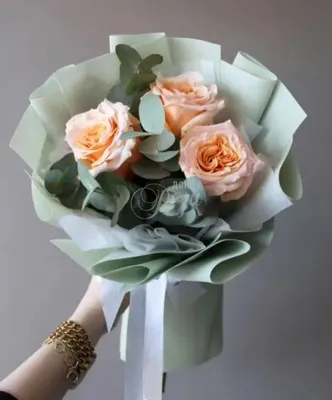 Купить Монобукет из персиковых роз «Шиммер» с доставкой в Кемерово - Донна  Роза